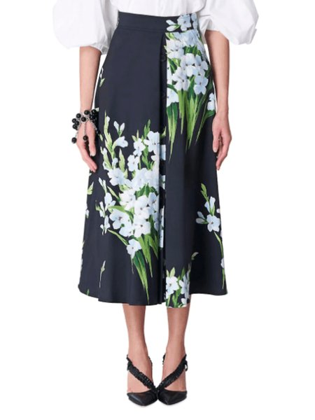 

Summer Lightweight A LineA Elegant Long Button fly Skirt, Black, Maxi Skirts