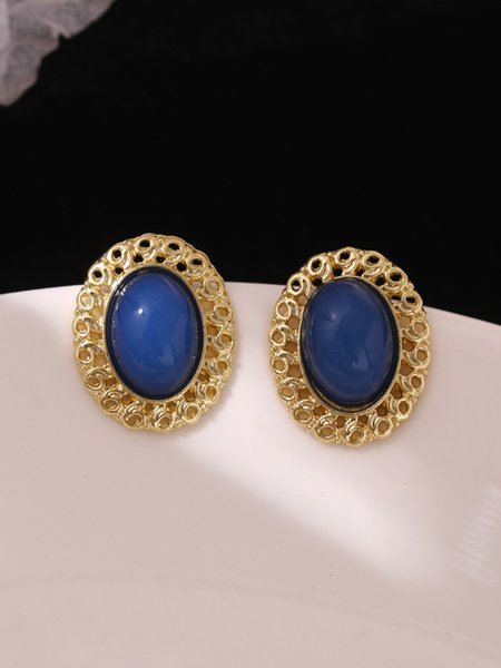 

Vintage Baroque Braided Blue Gemstone Earrings Beach Jewelry, Golden, Earrings