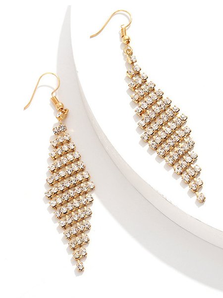 

Fashion Super Flash Zircon Tassel Braided Earrings Dress Jewelry, Golden, Earrings
