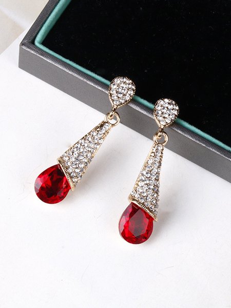 

Luxurious Full Diamond Blue Jewel Drop Earrings, Red, Earrings