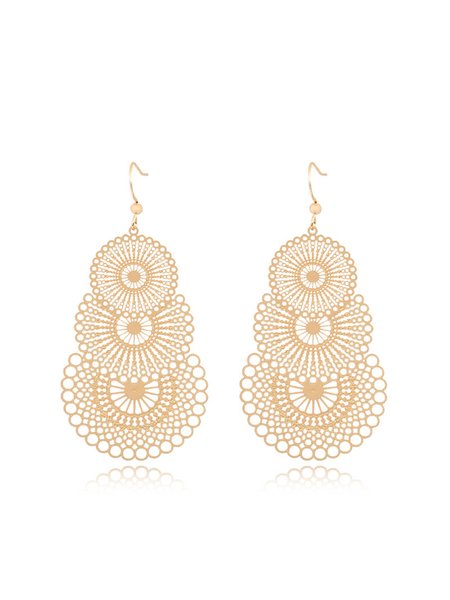 Ethnic Bohemian Cutout Earrings, Golden, Earrings