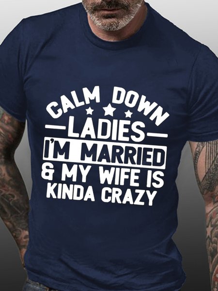 

Calm Down Ladies Men's Funny Husband T-Shirt, Purplish blue, T-shirts