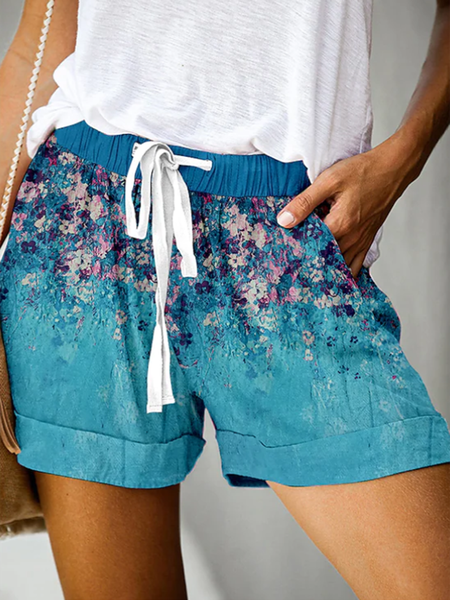 

Floral Casual Shorts, As picture, Shorts