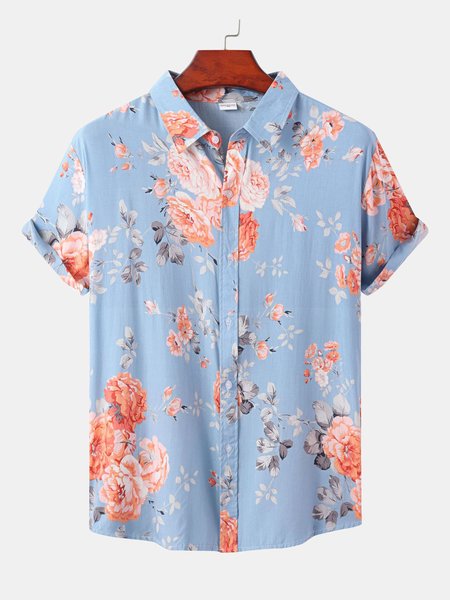 

Short Sleeve Vacation Short Sleeve Shirt, Blue, Shirts ＆ Blouse