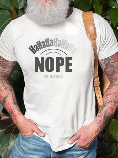 

Funny Nope Crew Neck Basics Short Sleeve T-Shirt, White, T-shirts