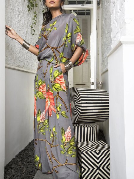 

Long Vacation Holiday Regular Fit Pants, Gray, Wide Leg Pants