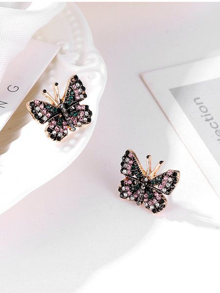 

JFN Vintage Bionic Full Diamond Color Earrings, As picture, Earrings