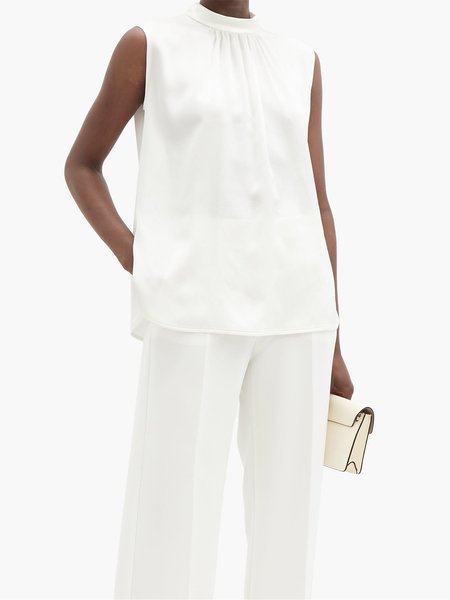 

Simple Solid Sleeveless Loosen, White, Tunics
