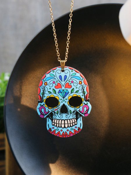 

Personalized Skull Hip Hop Halloween Necklace Pendant, Blue, Necklaces