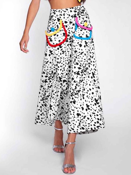 

Printed Fashion Wide Leg Daily Pants, Black-white, Wide Leg Pants