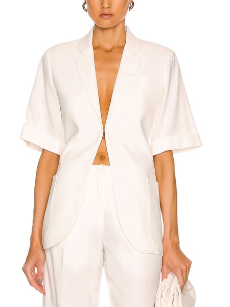 

Simple Solid Regular Fit Blazer, White, Blazers