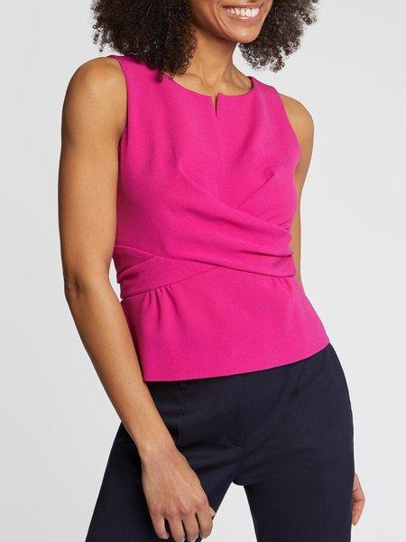 

Simple Round Neck Short Sleeve Top, Rose red, Tunics