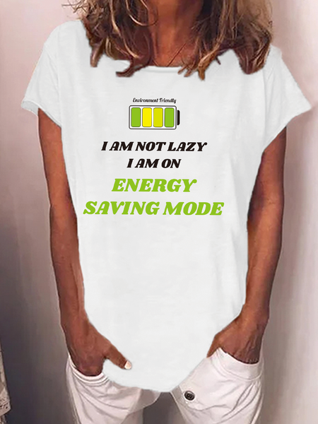 

I am Not Lazy Battery Funny Casual Short Sleeve Tops, White, T-shirts