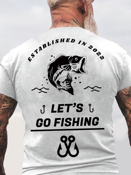 

Fishing Cotton Crew Neck Outdoor Short Sleeve T-Shirt, White, T-shirts