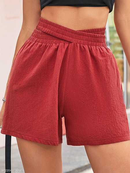 

Plain Casual Shorts, Red, Shorts