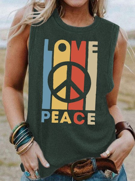 

Love Peace Women's Tank, Green, Tank Tops