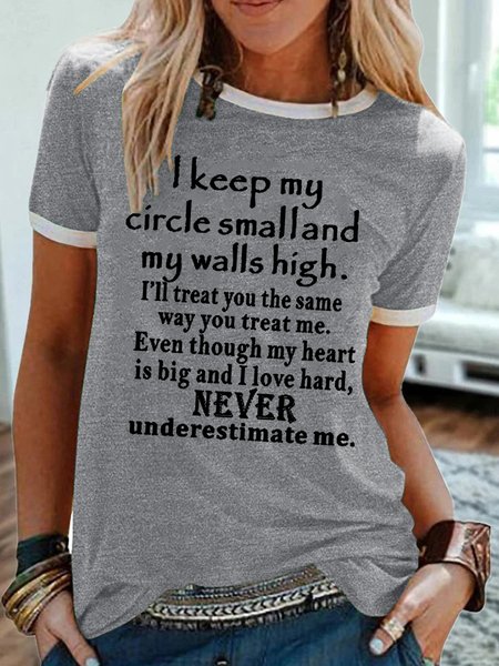 

Womens Underestimate Me Letter Casual Short Sleeve Crew Neck T-Shirt, Gray, T-shirts