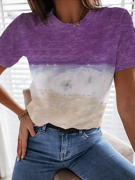 

JFN Crew Neck OceansCasual T-Shirt/Tee, Purple, T-Shirts