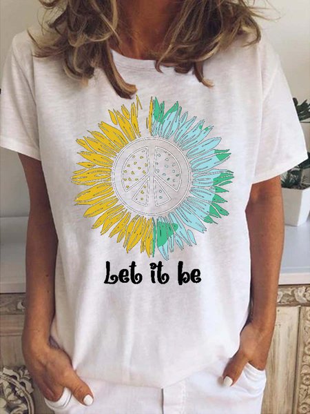 

Let It Be Sunflower Women's Short Sleeve T-Shirt, White, T-shirts