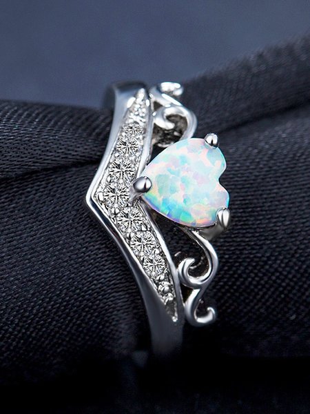 

JFN Vintage Heart Opal Big Stone Ring, As picture, Rings