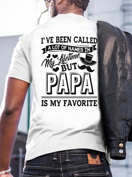 

Men's Papa Is My Favorite Name Casual Short Sleeve T-Shirt, White, T-shirts