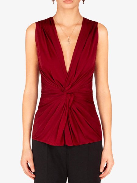 

Summer Non-Stretch Lightweight Regular Fit V Neck Woven Daily, Datered, Tunics