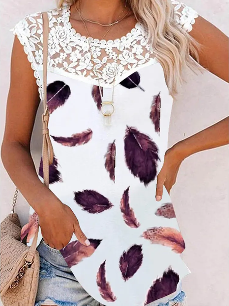

Regular Fit Crew Neck Casual Short Sleeve Tops, White, Tunics