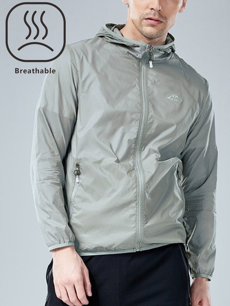 

Men's Outdoor Quick Dry Breathable Sunscreen Long Sleeve Jacket, Light gray, Outerwear