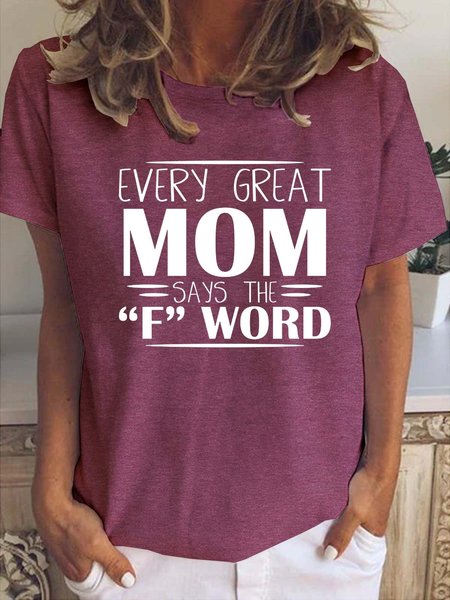 

Women's Casual Crew Neck Short Sleeve Mother's Day T-Shirt, Wine red, T-shirts