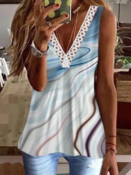 

Gradient Print Hot Sale Summer New Ladies Casual Sleeveless Top, Multicolor, Tanks & Camis