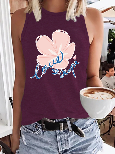 

Love and Hope Flora Cotton Blends Knit, Wine red, Tank Tops