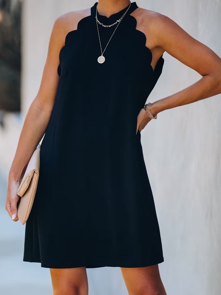 

Casual Short Sleeve Knit Dress, Black, Mini Dresses