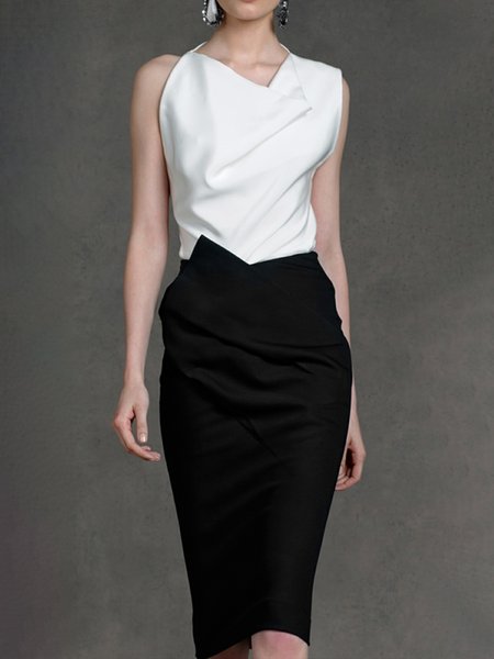 

Daily Elegant Regular Fit Two Piece Sets, Black, Dress&Skirts Set