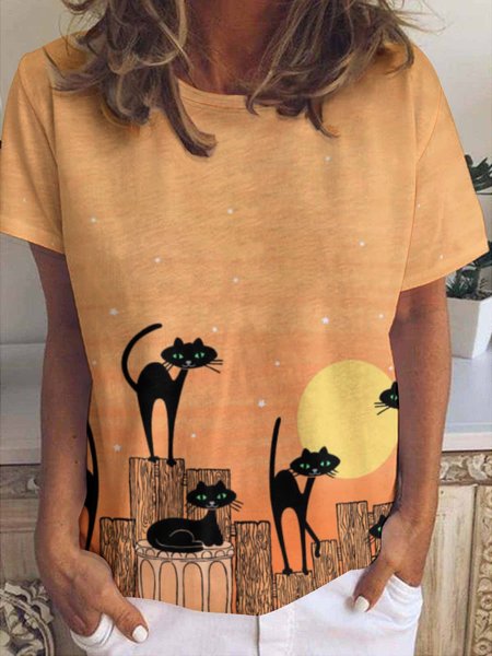 

Women's Sunset Funny Casual Short Sleeve Top, As picture, T-shirts