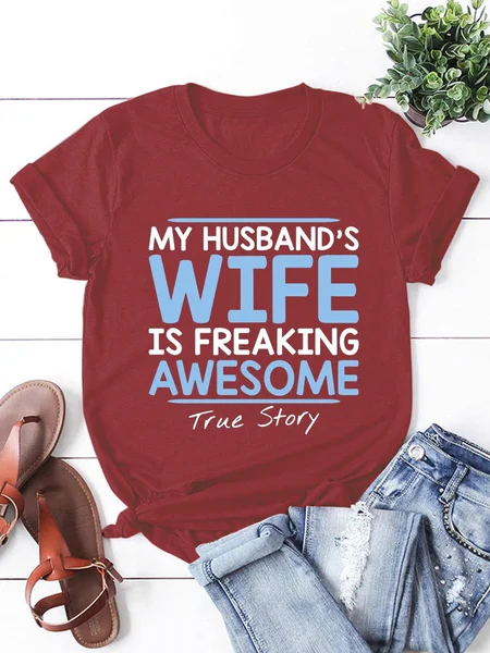 

Women's Funny Casual Crew Neck Short Sleeve T-Shirt, Red, T-shirts