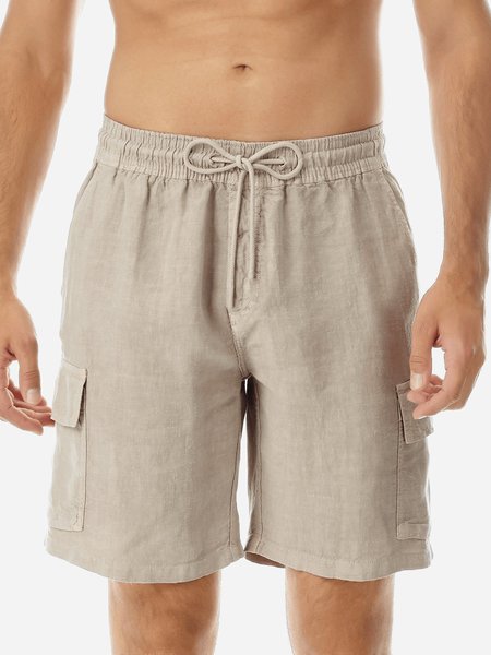 

Men's Cotton Linen Casual Cargo Shorts, Khaki, Shorts