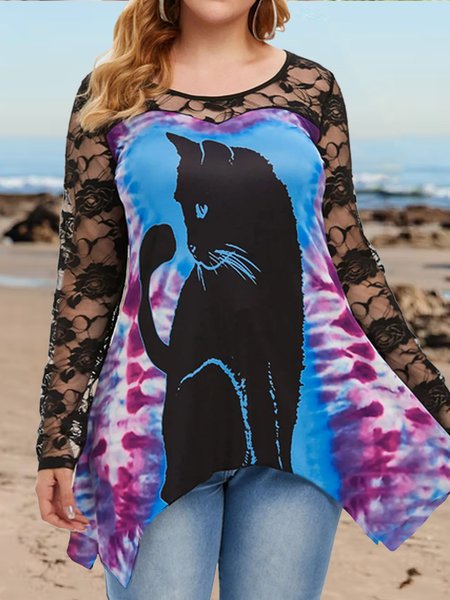 

Vacation Animal Long Sleeve Tops, Black, Shirts & Blouses