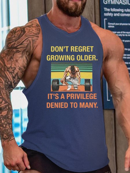 

Men’s Don‘t Regret Growing Older Funny Casual Knit, Blue, Tank Tops