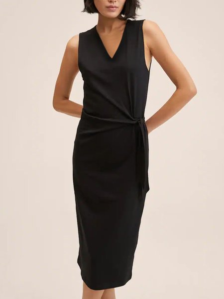

Elegant Sleeveless Knitting Dresses, Black, Midi Dresses