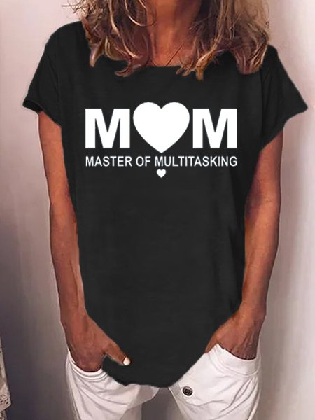 

Women's Mom Master Of Multitasking Crew Neck Short Sleeve T-Shirt, Black, T-shirts