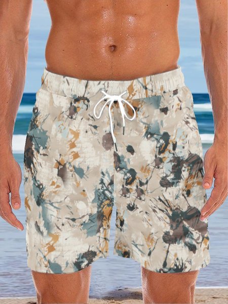 

Men's Casual Abstract Print Beach Shorts, As picture, Shorts