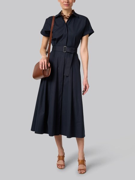 

Summer Lightweight Elegant Short Sleeve Woven Fit and FlareX Dress, Navyblue, Maxi Dresses