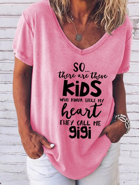 

They Call Me Gigi Funny Saying V-neck T-shirt, Pink, T-shirts