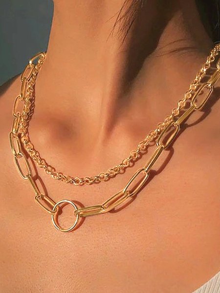 

Fashionable Commuter Chain Multi-layered Necklace, Golden, Necklaces