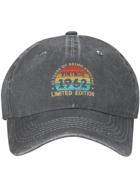 

Vintage 1962 Limited Edition 60 Years Old Gift Adjustable Hat, Black-grey, Hats