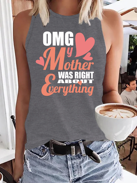 

Mom was Right about Everything Mother's Day Funny Loosen Basics Short Sleeve Tops, Gray, Tank Tops