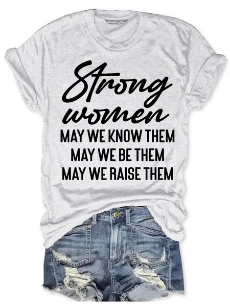 

Women's Strong Women Casual Short Sleeve T-Shirt, White, T-shirts