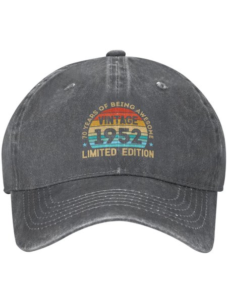 

Vintage 1952 Limited Edition 70 Years Old Gift Adjustable Hat, Black-grey, Men's Accessories
