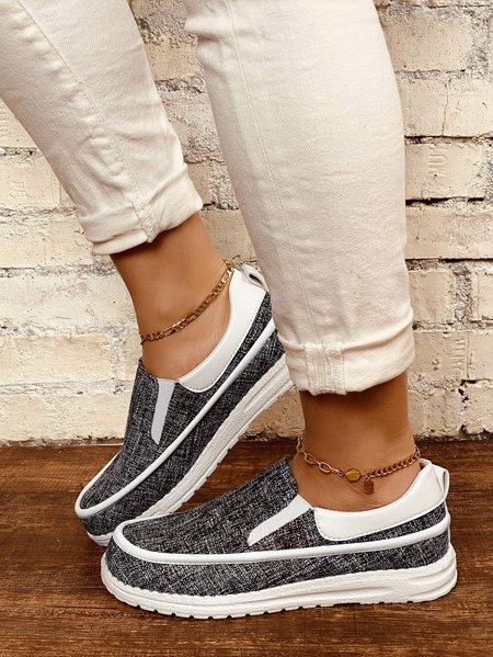 

JFN Women's Lightweight Comfortable Slip-On Loafers, Black-white, Flats