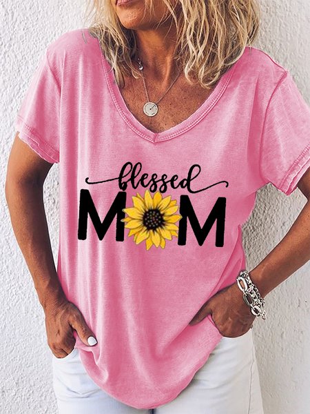 

Blessed Mom Women's Short Sleeve T-Shirt, Pink, T-shirts